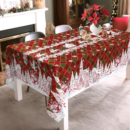 Nappe de Noël rectangulaire 152x304cm verte et rouge pour table de fête Élan - 4
