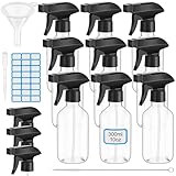 LOYIM 9 Pack 10oz/300ml Plastic Spray Bottle Bulk for Plant Small Spray Bottle Fine Mist Water Sprayer Upgraded Adjustable Nozzle Refillable Empty Containers for Cleaning, Hair, Cooking(Clear)