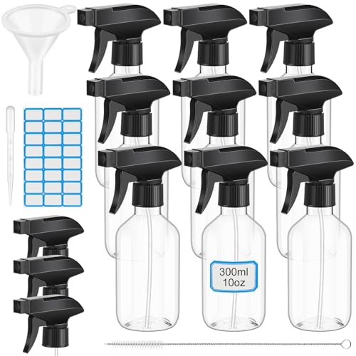 LOYIM 10oz/300ml 9 Pack Plastic Spray Bottles Bulk, Clear, Regular
