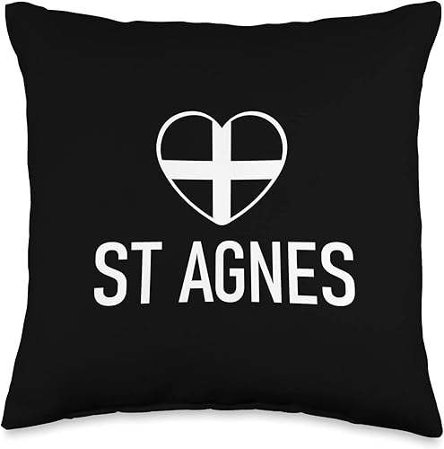 Cornish Towns Cities County Home Town Nostalgia I Love St Agnes Cornwall Flag Heart Saint Piran - Almohada de cornish 16 x 16 pulgadas multicolor