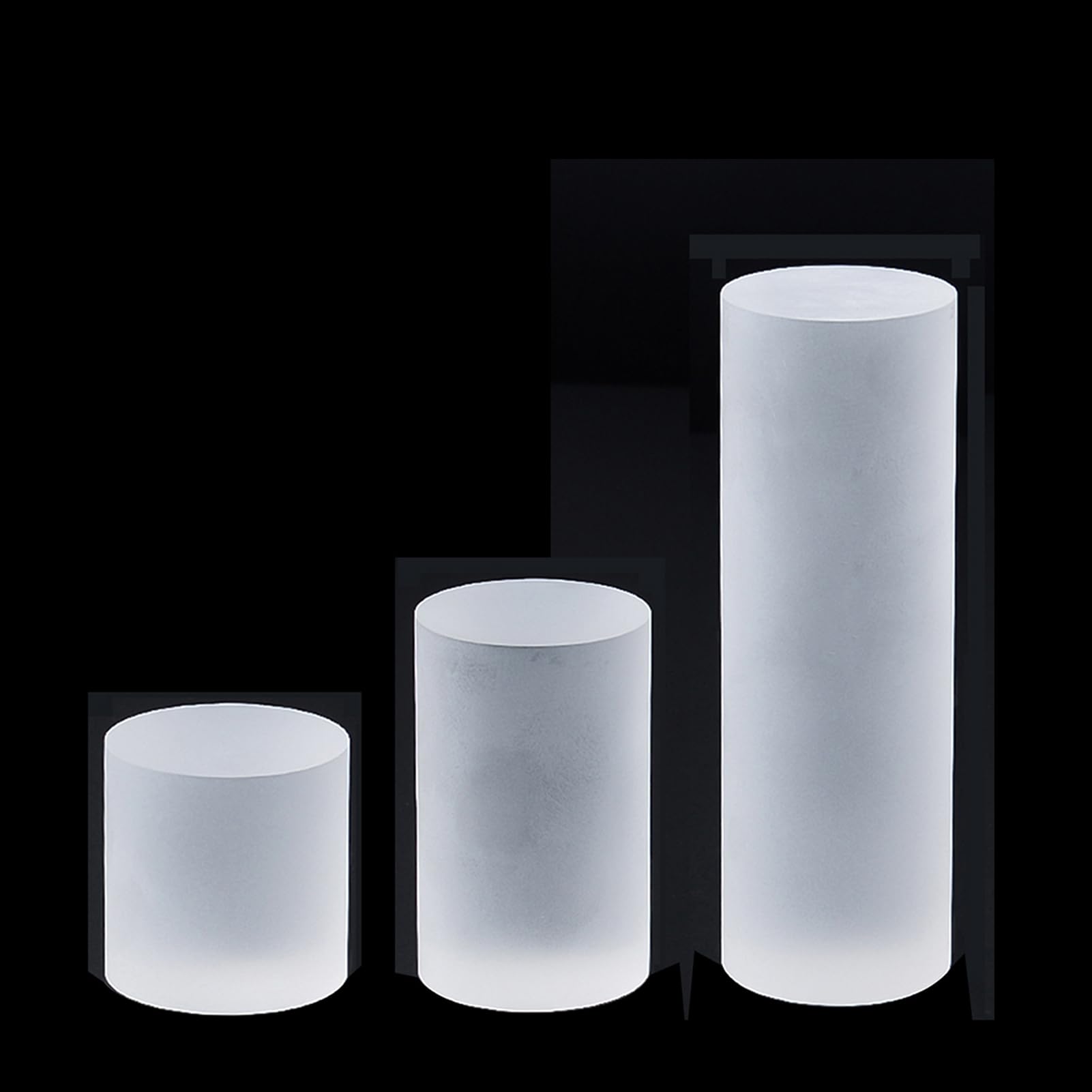 AYUWQZX Acrylic Polished Round Blocks, Acrylic Cubes And Cylinders Display Blocks Clear 5-15cm Pack Of 3(Frosted)