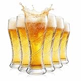 TOLASTO Verres à Bière Lot de 6, 400 ml Verres Pinte Design Spirale, Verres à Boire Sans Plomb, Résistants au Lave Vaisselle pour Bière, Lager, IPA, Cocktails et Boissons