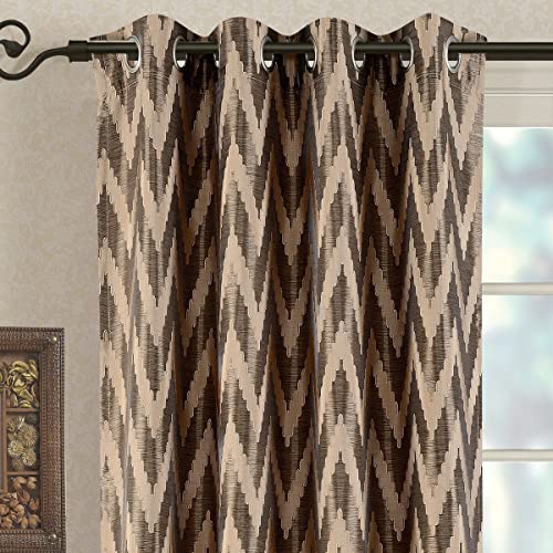 Royal Bedding Lisette Chevron Mocha Panels, Top Grommet Jacquard Window Curtain Panel, Set Of 2 Panels, 54X84 Inches Each #TOP1