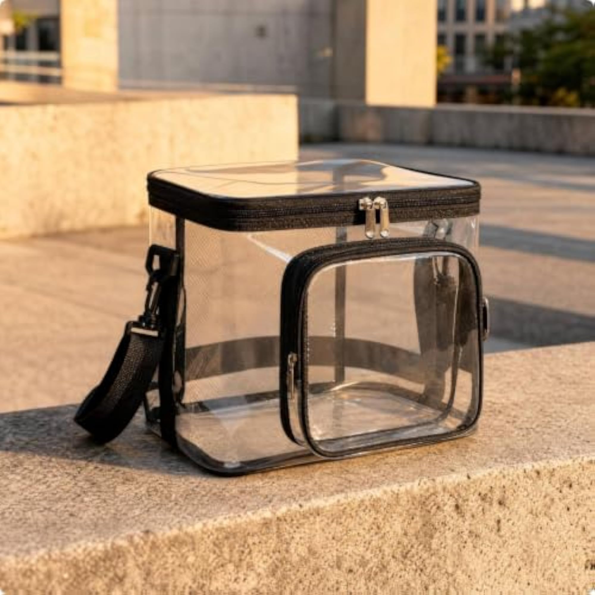 Clear PVC Shoulder Bag, Multi-Compartment