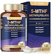 L Methylfolate 15mg 5-MTHF with B-Complex & Dual Magnesium | Active 5-MTHF Form + Methyl B12 | Su...