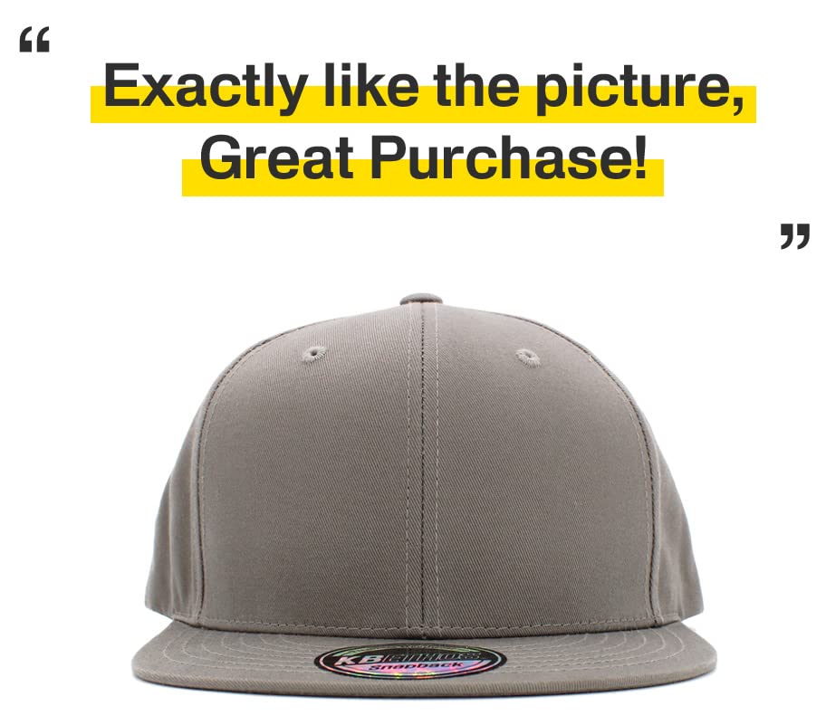 Image of KBETHOS Classic Snapback Hat Blank Cap Underbrim Cotton Wool Blend Flat Visor Adjustable Unisex