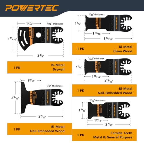 POWERTEC Oscillating Tool Blade 5pc Set