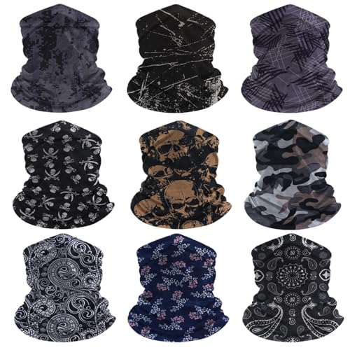 Image of 9-Pack Balaclava Face Mask for Men & Women - UV Protection Neck Gaiter, Multi-Use Cycling Mask & Breathable Headband