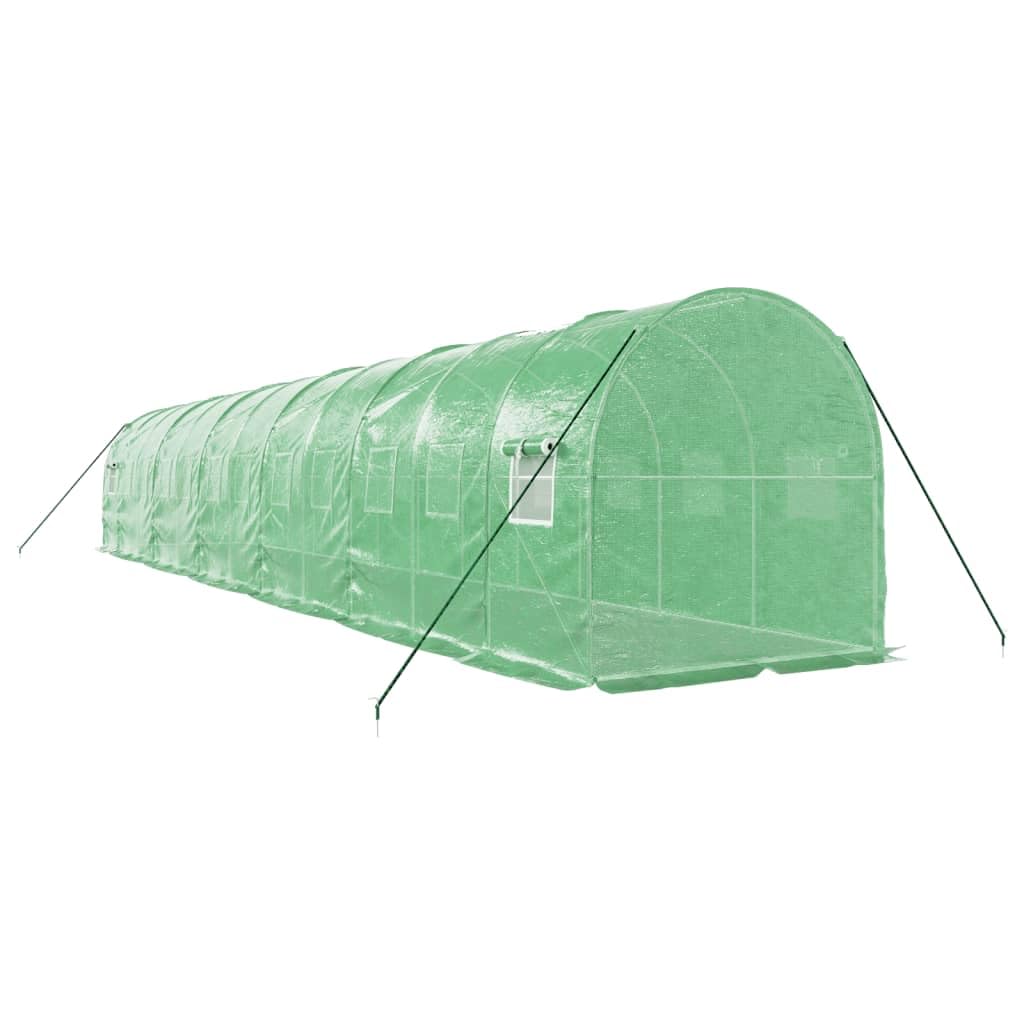 Homgoday Invernadero con Estructura de Acero Verde 24 m² 12x2x2 m, Invernadero Caseta Jardín Terraza Plantas Semilla Cultivo Huerto Verduras Cubierta Casero