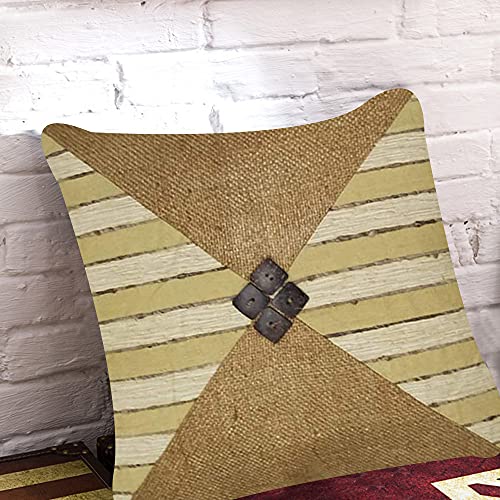 Image of SAJAVAT HOME CC78 Cotton Stripe Khadi Print Cushion Cover (Pack of 1) 18x18 INCHES /45x45 cm Blue & Off White (Brown & Beige, Cotton)