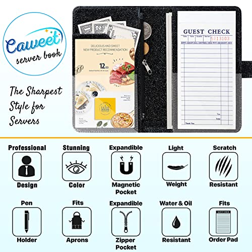 Server Book for WaitressLeather Waitress Book Organizer with Zipper
