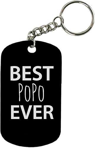 CustomGiftsNow Best PoPo Ever - Llavero de aluminio anodizado de color de 2 pulgadas con cadena de anillo dividido, color negro, Negro -
