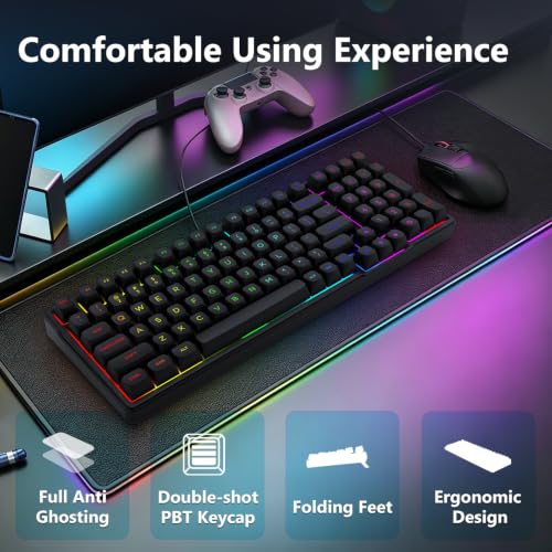 Image of HUO JI Z-99 Wired Mechanical Keyboard, Creamy Sound, RGB Backlit, Black