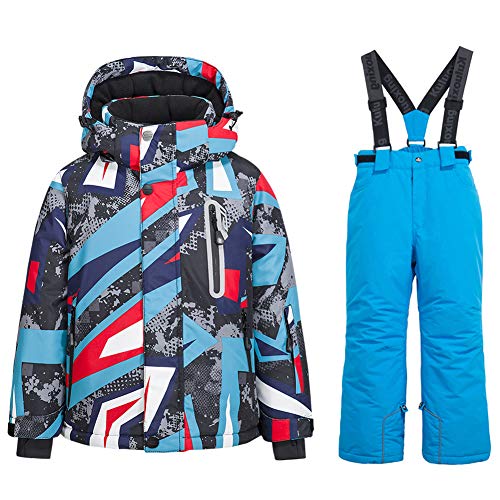 Image of WOWULOVELY Big Boy's 2-Piece Colorblock Snow Pants and Jacket Snowsuit Ski Suit
