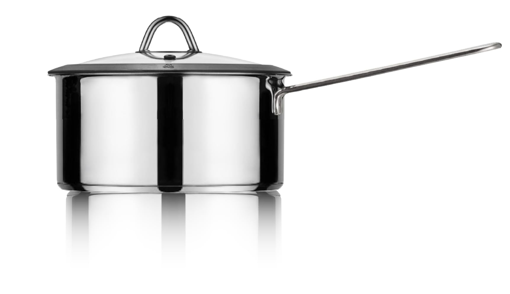 Batteria di Pentole in Acciaio Inox 18/10, 2 Pentole, 2 Casseruole e 3 Coperchi in Vetro e Silicone, Triplo Fondo, Tutti i Piani Cottura, Made in Italy