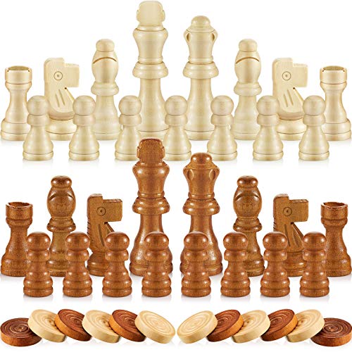 Piezas de Damas de Madera 80 Piezas 2 en 1 Clásico miniatura 1