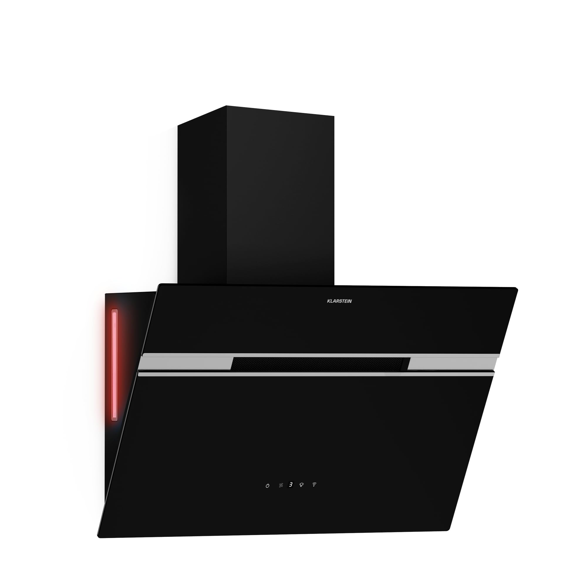 Klarstein Alina Campana Extractora - 60cm Decorativa, 600 m³/h, Control Smart, LED, Clase A, Recirculación, 68 dB, Negro