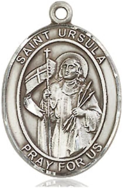 Medium Women's Pewter Saint Ursula Pendant Necklace on 18-inch Chain and Gift Box – Patron Saint of Catholic Education – Catholic Medal - Made in USA