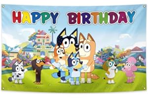 Bluey Themed Birthday Party Cartoon Dog Tapestry