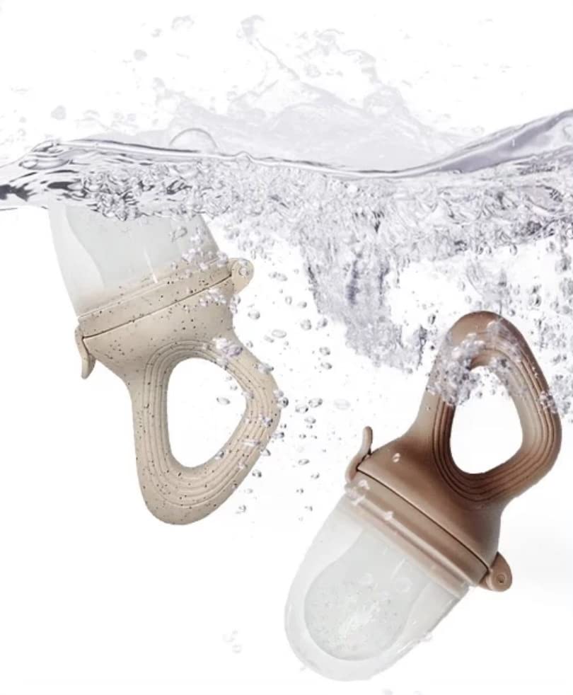 Image of Exuding Self Confidence Baby Food Feeder Pacifier Set 2PCS + 2 Extra Silicone Nipples | Baby Fruit Feeder Teething Pacifier | Food Grade Silicone Infant Food Feeder for Babies |BPA Free|