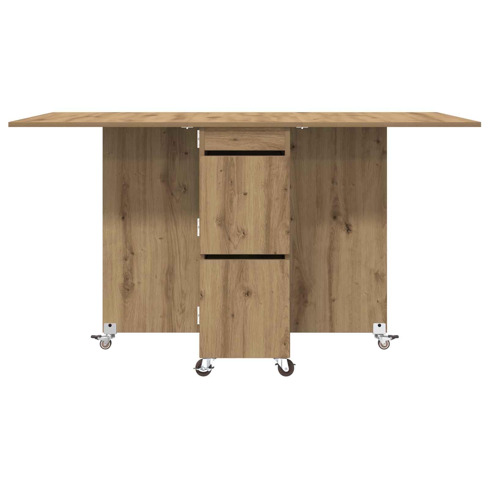 Tavolo da Pranzo Estensibile 140x80x77 cm in Legno Ingegnerizzato | Salvaspazio pieghevole per cucina e soggiorno con vano contenitore interno per riporre accessori ordinatamente.