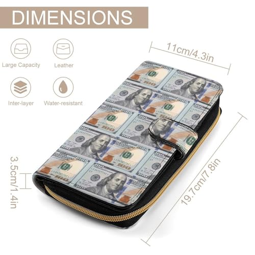 The Official $100 Dollar Bill Womens Wallet Travel Long Purse Zippered Clutch Credit Card Holder for Men2