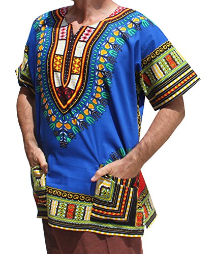 Image of Raan Pah Muang RaanPahMuang Unisex African Bright Dashiki Cotton Shirt Variety Colors