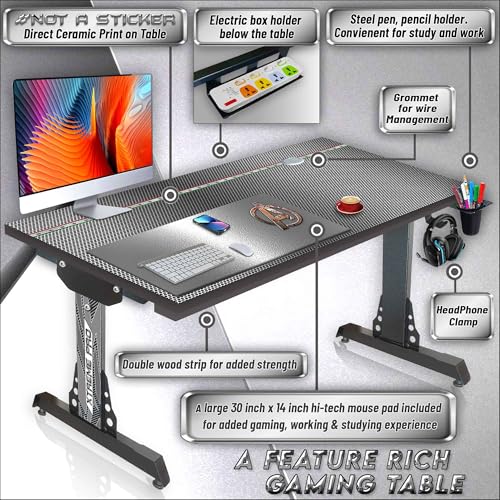 Image of Xtreme PRO Direct Theme Printed Computer Desk for Gaming, Work & Study. Large for PC, Dual Monitors, iMac, and Laptops. Metal & Engineered Wood. Black Stand Desk. 4 Feet-XPB4 (XPB4-ITALIAN Grid)