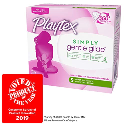 Image of Playtex Gentle Glide Tampons with Triple Layer Protection, Super, Lightly Scent - 36 Count (Pack of 2), Scented