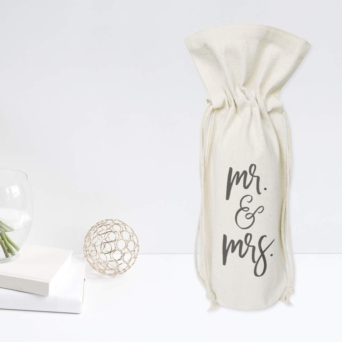 The Cotton & Canvas Co. Mr. & Mrs. Wine Bag, Bottle Cover, Bridal Party Gift and Wedding Gift Bag image 3