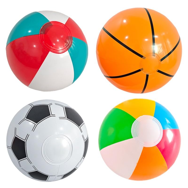 BOSSETY 4PC Wasserball Aufblasbar, 12cm Verdicktes PVC Bunt Strandball Inflatable Beach Ball Klein Schwimmbad Spielzeug Ball, Sicher und ungiftig, für Strand Pool Party Outdoor-Aktivitäten (4PC)