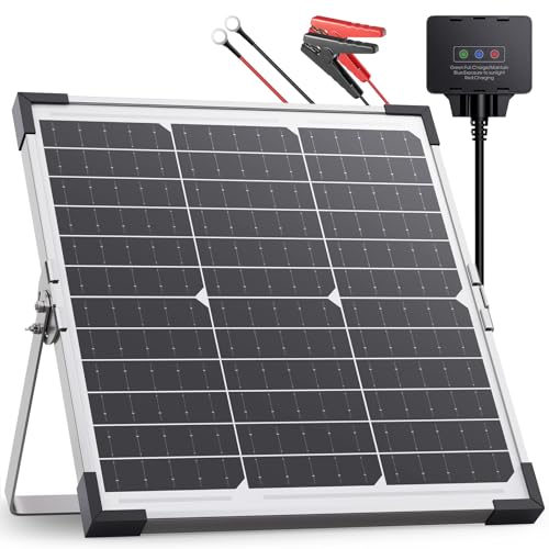 Image of Callsun 15W 12V Solar Battery Charger Maintainer with Smart Controller, IP68 Waterproof, High-Transparency Tempered Glass, 360° Mount, 12V Solar Panel Kit for Car/RV/Boat/Motorcycle