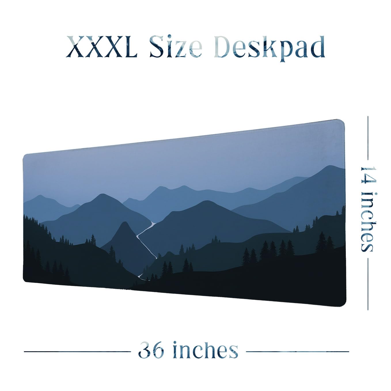 SoulAbiti Quiet Mountain Landscape Extended Desk Pad (36x14 Inch) - Wanderlust Calm Series XXL Mouse Pad - Non-Slip Rubber Base & Stitched Edges 1