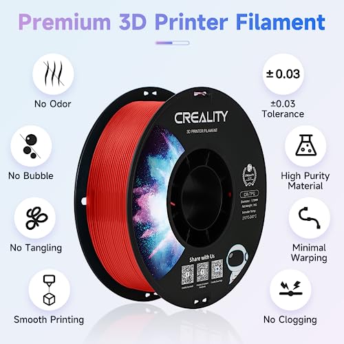 Image of Official Creality TPU Filament, Flexible 3D Printer Filament 1.75mm, 95A Shore High Hardness & Resilience, Dimensional Accuracy + /- 0.03 mm for Most FDM 3D Printers