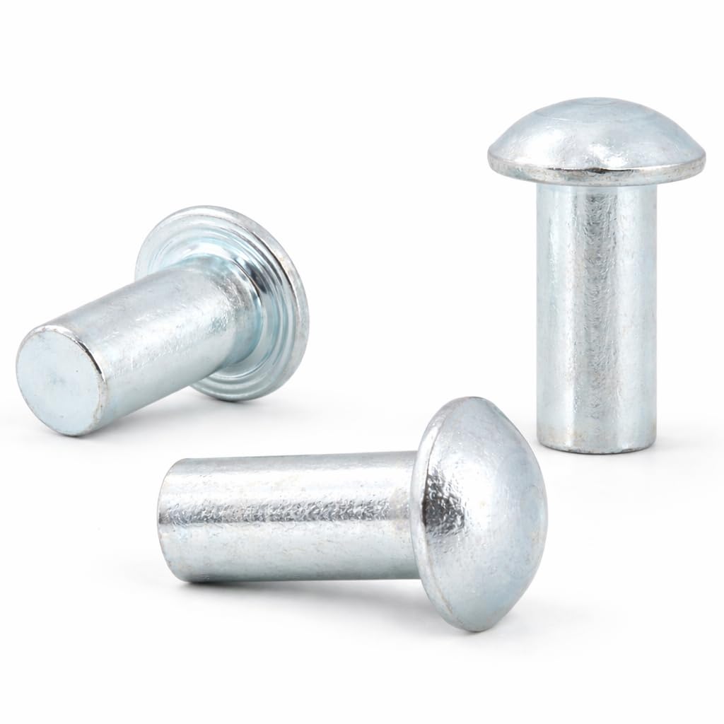 M6 (6mm x 14mm) (Pack of 50) Solid Zinc Round Head Steel Rivets DIN660 for Metal and Mechanical Assembly - D02B