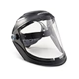 Lightweight MAXVIEW Premium Face Shield - Mask with 370 Speed Dial Ratcheting Headgear, ANSI Z87.1, for Work, Grinding, Cutting - Uncoated - Clear Tint