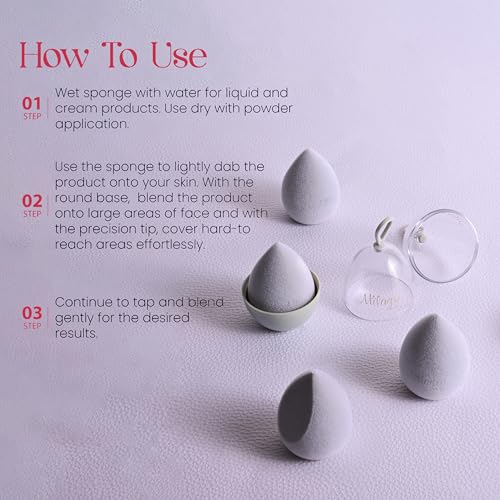 Image of Milagro Beauty Makeup Sponge Blender Non-latex, Soft, Satin Blending Puff for Foundation, Face Powder, Cream Wet & Dry Make Up (Grey)