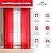 Sapphire Home Red Sheer Curtains - 63 Inches Length, 2 Panels Set Sheer Drapes, Light Filtering Textured Window Curtain for Living Room, Bedroom, Kitchen and Dining Room - 54