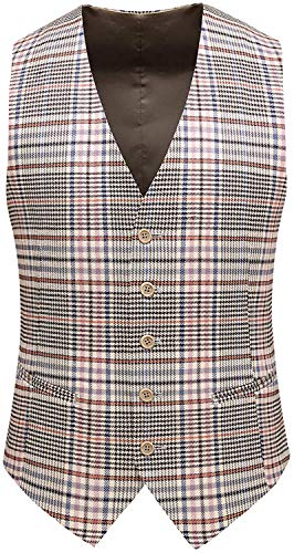 Sxfashbrd Men's Plaid Blazer Jacket Slim Fit 3 Piece Double Breasted Suit Jacket Regular Classic Men Tuxedo for Wedding4