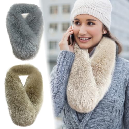 Women's Neck Warmer Faux Fur Collar Scarf Wrap Fluffy Neck Hood Plush Collar Muffler Collar Trim Women Winter Clothes4