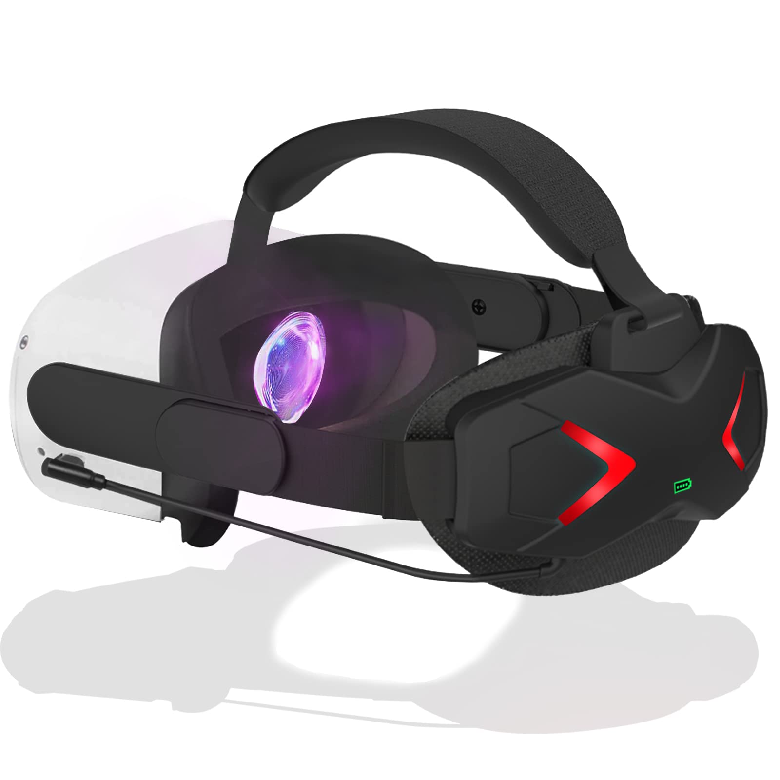 OUSEXI Oculus Quest 2 Head Strap and 5000mAH Battery,Extend 3hrs Playtime,6 Breathing Light,Lightwei