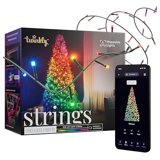 Twinkly Strings 750 RGB-LEDs, LED-Leuchten für den Außen- und Innenbereich, Smarte LED-Lichter, Kompatibel mit Alexa und Google Home, IP44, Weihnachtsdeko, App-Steuerung, Schwarzes Kabel, 60 m
