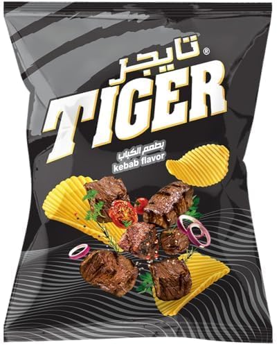 Tiger - Tiger Chips de pommes de terre saveur kebab Jumbo Pack 100g - Chips de pommes de terre grillées aromatisées Kebab - Pack familial