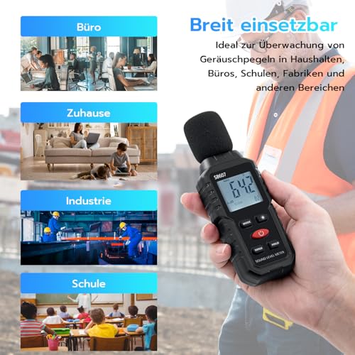 Mcbazel Dezibel Messgerät, Digital Schallpegelmessgerät, Schallpegelmesser mit LCD-Display, Mess 30dBA-130dBA