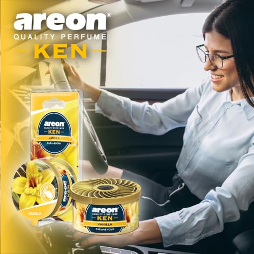 Image of AREON Ken 1.23 Oz. Canister Car Air Freshener Pads in A Can (4-Pack) (Vanilla)