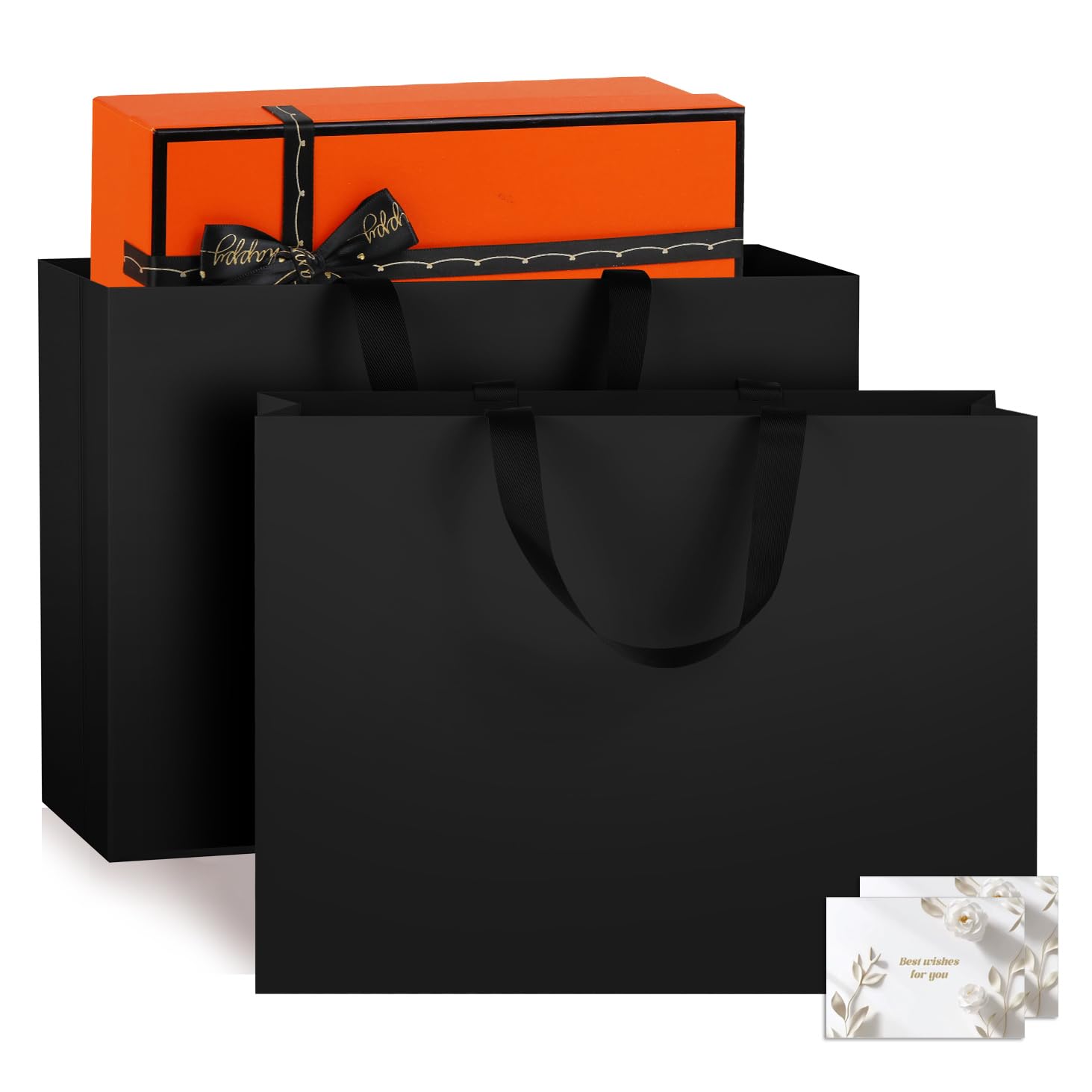 NAHRMY 2 pcs Extra Large Gift Bags Black 43 x 32 x 13 cm, Large Paper Party Gift Bag with Handles Greeting Cards for Presents Wedding Birthday Christmas Celebration Boutique โ image 1