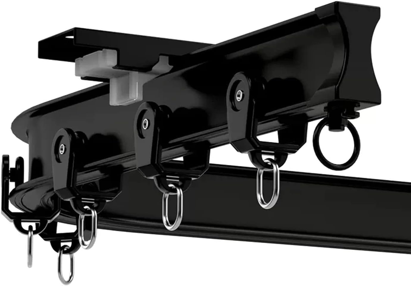 Tringle à rideau de plafond incurvée, système flexible de séparation de pièce, rail de rideau en aluminium noir durable pour la maison, le bureau et les espaces événementiels