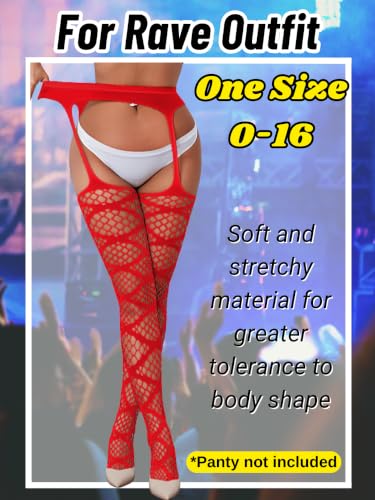 Image of Kaei&Shi Womens Thigh High Fishnet Garter Stockings Rave Party
