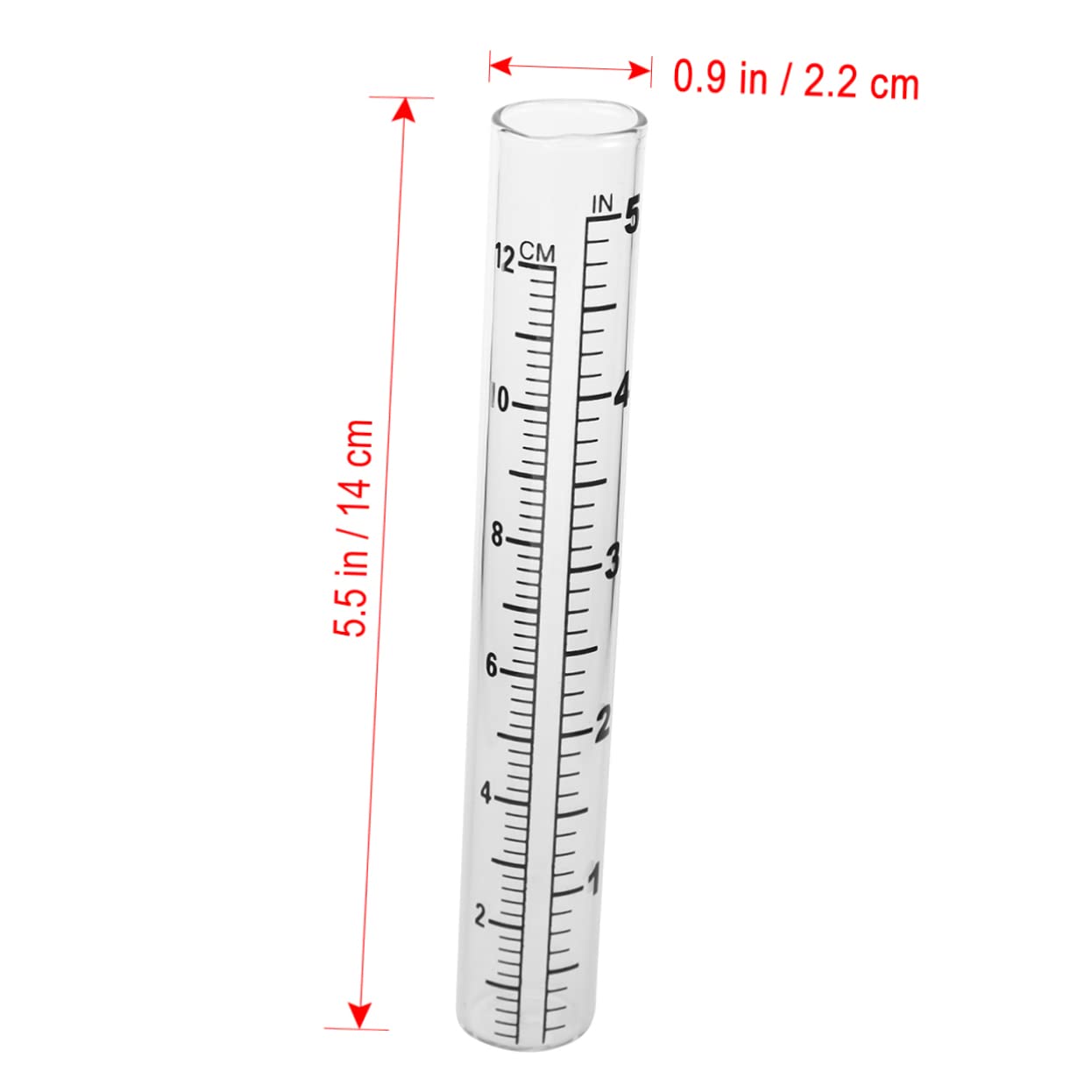 CIMAXIC 12cm Glass Flat-Bottomed Rain Gauge Test Tube Scale Rain Meter for Farming Weather Statistics