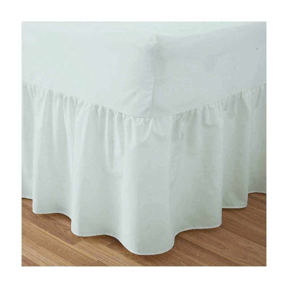 Fitted Valance Sheets Double Size Bed Sheets Dyed 9.5'' deep Plain Poly Cotton Bedding 11'' Frilly Drop, Duck Egg